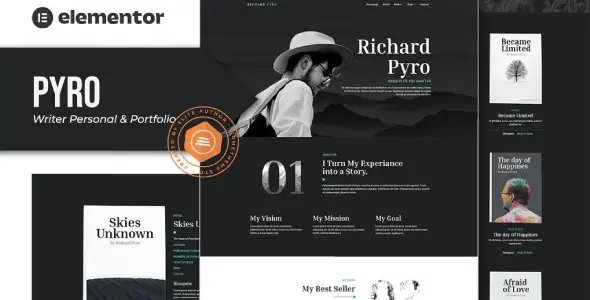 Pyro – Writer Portfolio Elementor Template Kit